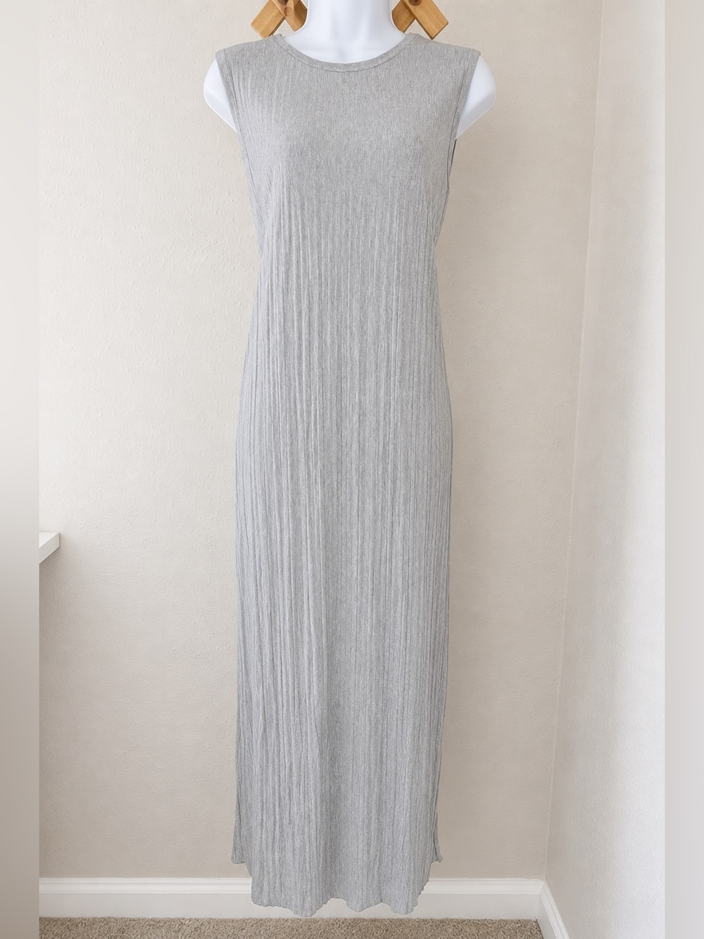 Target Sleeveless Ribbed Maxi Dress in Light Gray